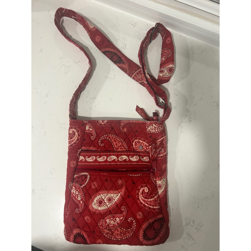 Vera Bradley Red‎ Paisley Quilted Crossbody Bag